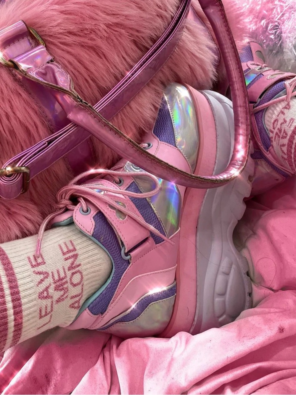 Dolls Kill FAIRYWALKER Platform Sneakers - holographic